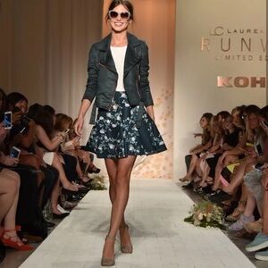 LC Lauren Conrad Runway Faux-Suede Moto Jacket Black Size 10